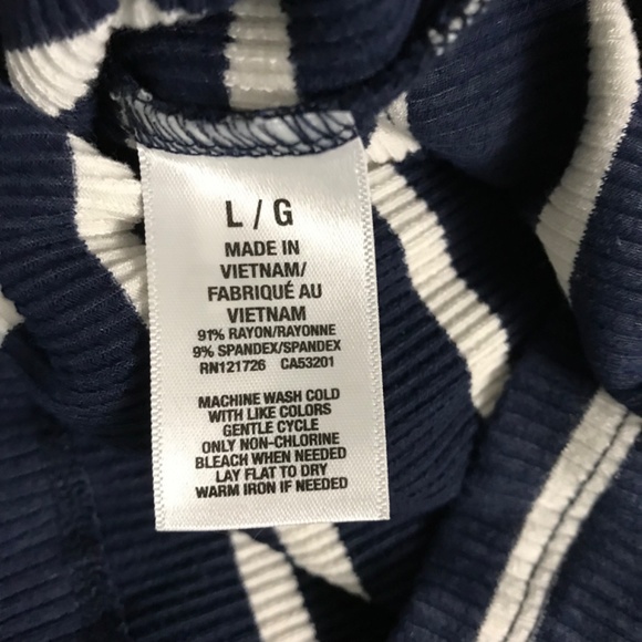 Y2K Aeropostale Muscle Tank L Navy Blue White Stripes Sleeveless - Picture 3 of 4